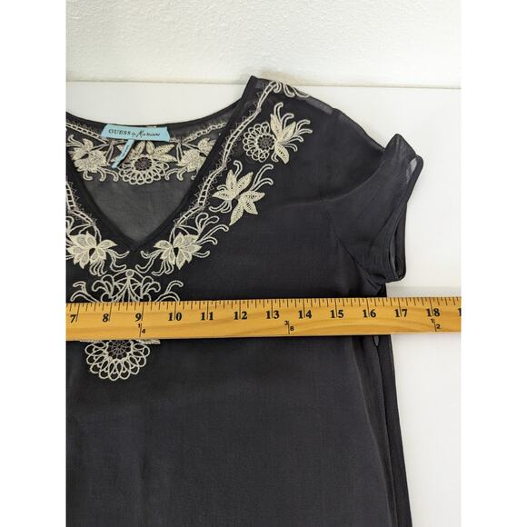 Vintage 90s Y2K Guess Marciano Black Sheer Mini Dress Wimsygoth Disco Rave Sz XS - Picture 6 of 7